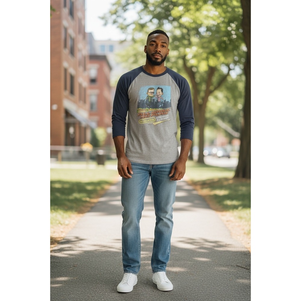 Critical Role All Work‎ No Play Podcast Raglan Baseball Tee Mens 2XL Grey Navy